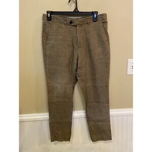 Todd Snyder Pant Men 34x30 Brown Chino Trouser 100% Linen Flat Front